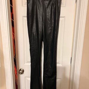 Zara Sleek Black Leather Flare Pants
